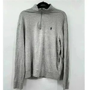 Polo Ralph Lauren Grey 1/4 Zip Long Sleeve‎ Pull Over Sweater Men's Sz M Pony